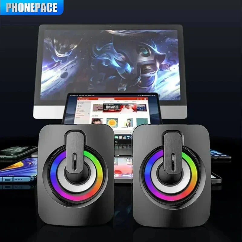 Computer Speaker Stereo Sound With Microphone 3.5mm AUX Home Office PC