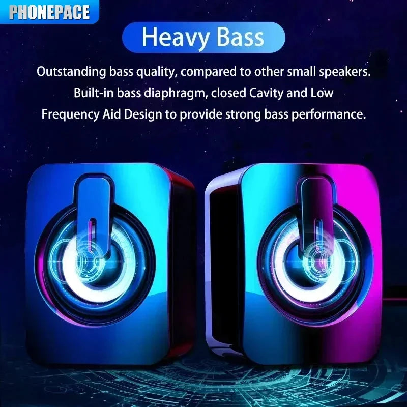 Computer Speaker Stereo Sound With Microphone 3.5mm AUX Home Office PC