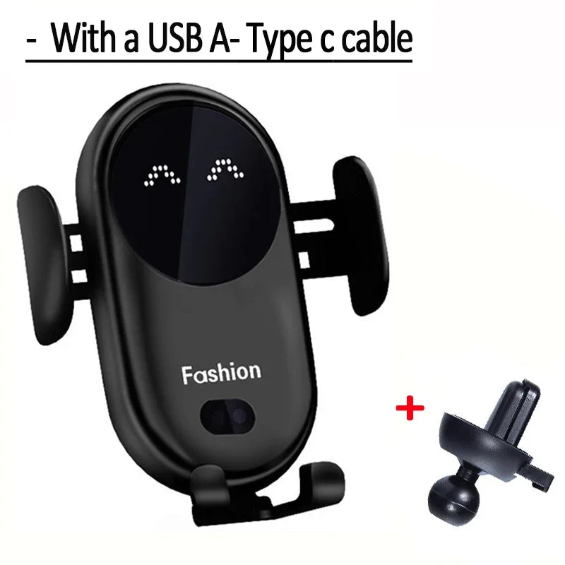 Fashion Qi Fast Wireless Charger Car Phone Holder Smart Infrared Sensor Air