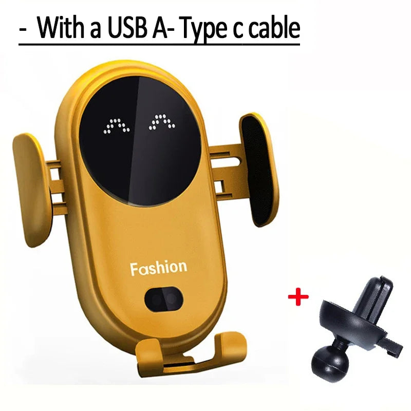 Fashion Qi Fast Wireless Charger Car Phone Holder Smart Infrared Sensor Air