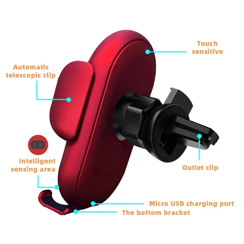 Fashion Qi Fast Wireless Charger Car Phone Holder Smart Infrared Sensor Air