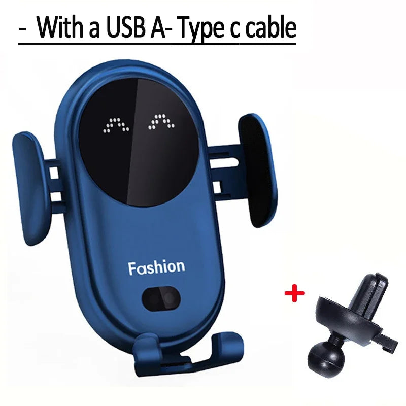 Fashion Qi Fast Wireless Charger Car Phone Holder Smart Infrared Sensor Air