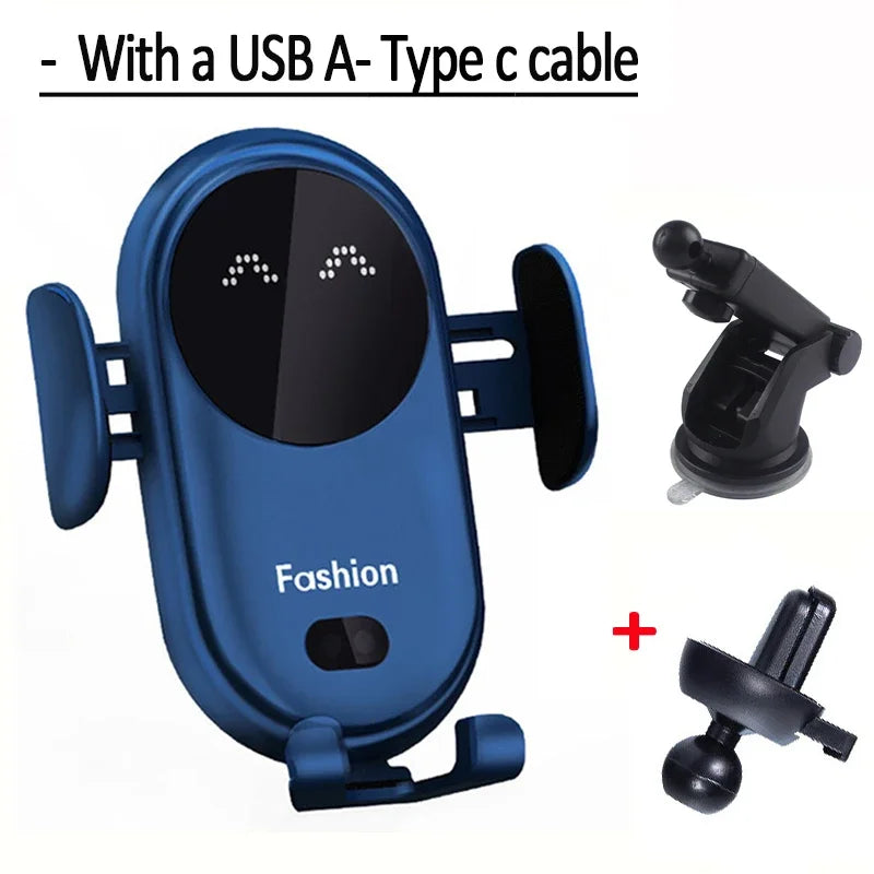 Fashion Qi Fast Wireless Charger Car Phone Holder Smart Infrared Sensor Air