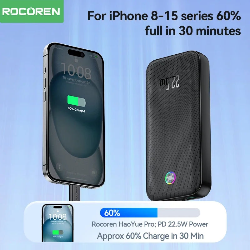 Rocoren 22.5W Power Bank 20000mAh QC PD 3.0 Fast Charge PowerBank