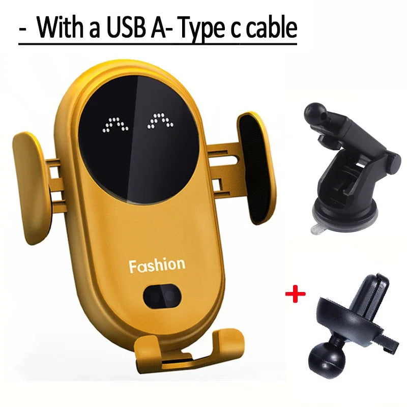 Fashion Qi Fast Wireless Charger Car Phone Holder Smart Infrared Sensor Air