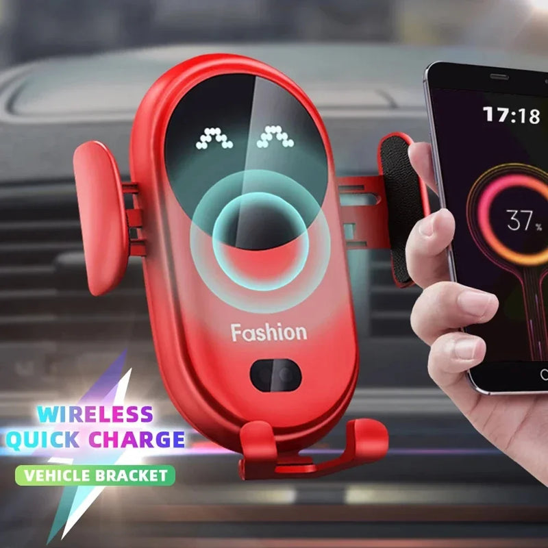 Fashion Qi Fast Wireless Charger Car Phone Holder Smart Infrared Sensor Air