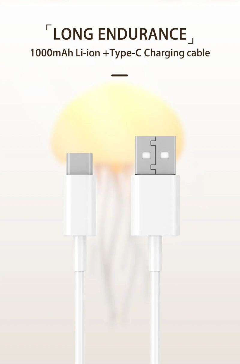 Modern Jellyfish Table Lamp USB Rechargeable Adjustable Color Changing LED Night Light with Polished Plastic Base