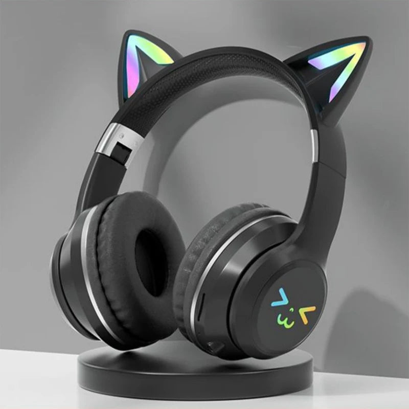 Cat's Ears Headset RGB Light Smile Face TWS Headset Gradient New Headphone