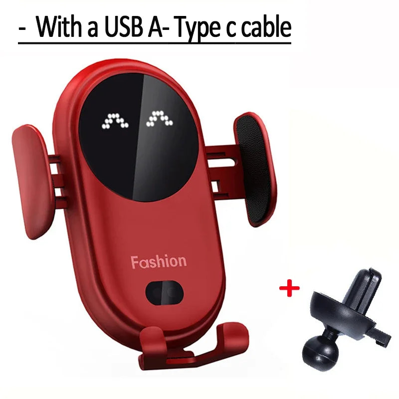 Fashion Qi Fast Wireless Charger Car Phone Holder Smart Infrared Sensor Air