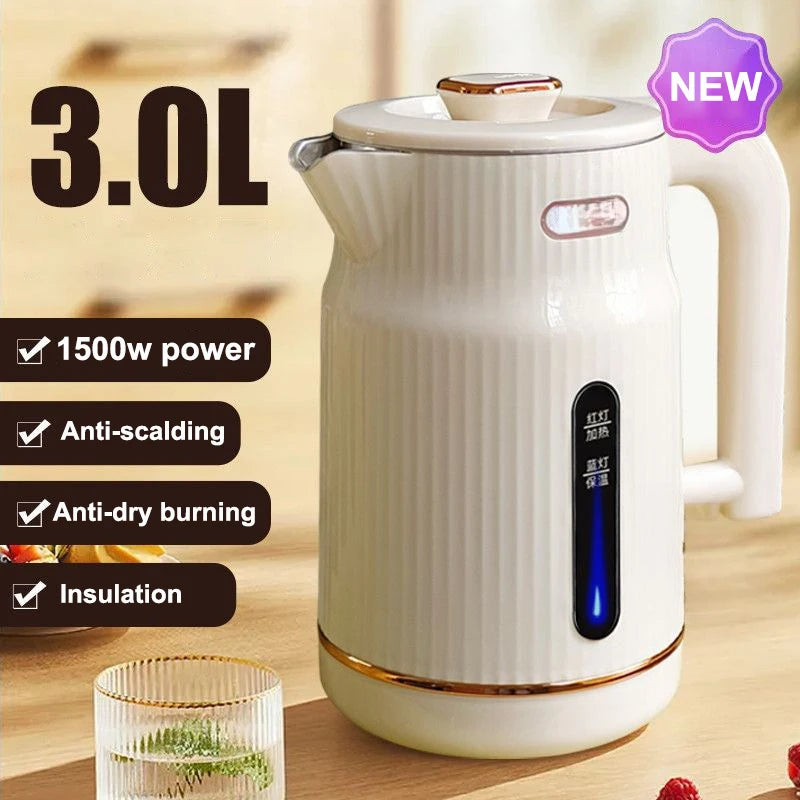 New 1500W High Power Electric Kettle Home Use 3L Double Layer Smart Heat