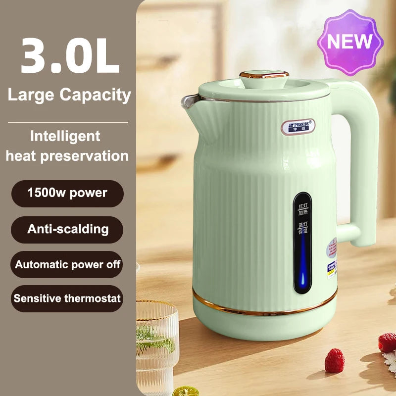 New 1500W High Power Electric Kettle Home Use 3L Double Layer Smart Heat